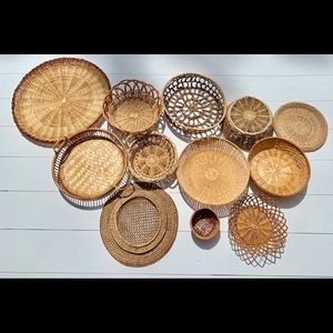 Boho 12 piece VTG wicker basket wall set!